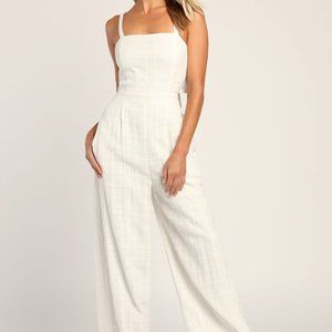 Lulus White Linen Jumpsuit Size Medium